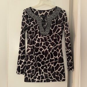 S: INC Summer Swimsuit Cover Up
Black/White Animal Print Embroidered Beaded